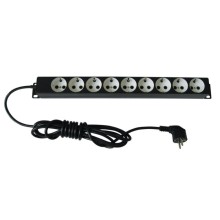 Блок силовых розеток 19" со шнуром (2 м.) без выключателя, 9 розеток ЦМО БР-9П-Ш-9005