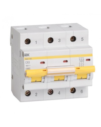 Выключатель автоматический 3P 32A (тип C) IEK ВА47-100 3P 32А (MVA40-3-032-C) в Уссурийске Электротехническое оборудование Pintop.ru