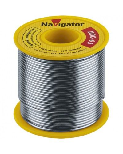 Припой Navigator 93 783 NEM-Pos05-63K-1.5-K200 (ПОС-63, катушка, 1.5 мм, 200 гр) в Уссурийске Аксессуары для кабель-канала Pintop.ru