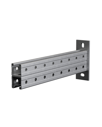 Страт-консоль двойная усиленная 41х41 L200 s:2,5 мм (тройная перфорация) КМ-Профиль (2KSSU41-200 3P) в Уссурийске Аксессуары для лотков Pintop.ru