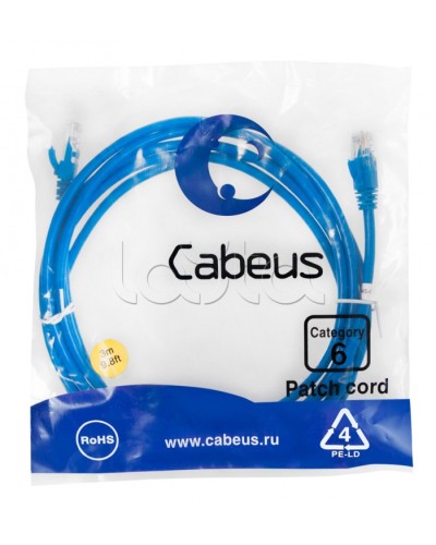 Патч-корд UTP, категория 6, 3 м, неэкранированный, синий Cabeus PC-UTP-RJ45-Cat.6-3m-BL в Уссурийске Патчкорды (медные) Pintop.ru