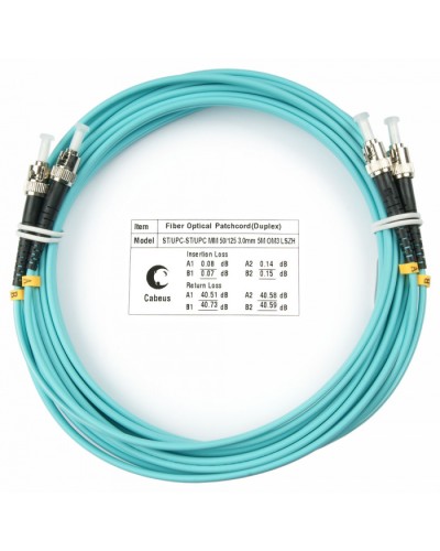 Шнур оптический duplex ST-ST 50/125 mm OM3 15м LSZH Cabeus FOP-50-ST-ST-15m в Уссурийске Патч-корды и пигтейлы Pintop.ru