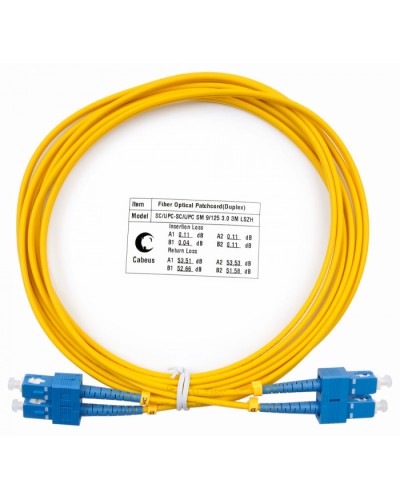 Шнур оптический duplex SC-SC 9/125 sm 3м LSZH Cabeus FOP(d)-9-SC-SC-3m в Уссурийске Патч-корды оптические Pintop.ru