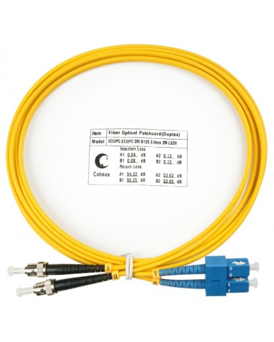 Шнур оптический duplex SC-ST 9/125 SM 2 м LSZH Cabeus FOP(d)-9-SC-ST-2M в Уссурийске Патч-корды оптические Pintop.ru
