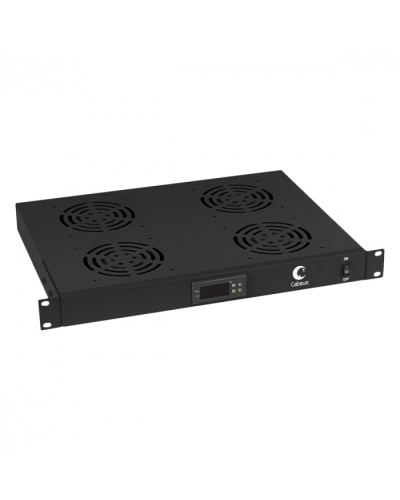 Панель вентиляционная с 4 вентиляторами с цифровым термодатчиком (черный) Cabeus JG03t-BK в Уссурийске Вентиляторные модули Pintop.ru