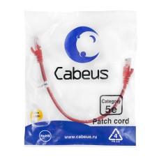 Патч-корд медный U/UTP кат.5е (0,3м) LSZH (красный) Cabeus (PC-UTP-RJ45-Cat.5e-0.3m-RD-LSZH)