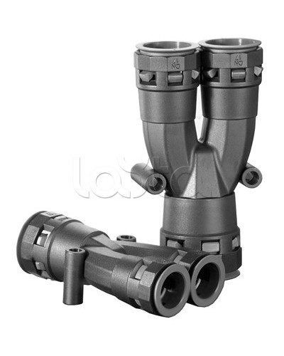 Разветвитель DN 1х23 + 2х17 мм, полиамид, цвет черный DKC PAY231717N в Уссурийске Повороты, муфты, тройники Pintop.ru