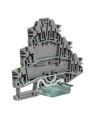 Зажим трех-уровневый c заземлением на нижнем уровне 2,5 кв.мм, серый DKC ZHL500GR в Уссурийске Держатели, клипсы, скобы Pintop.ru