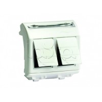 Ком.роз. двойная RJ45 кат.6 (8P8C, Hyperline, Dual IDC: 110&Krone) Brava, слон.кость, 2мод (75452S)