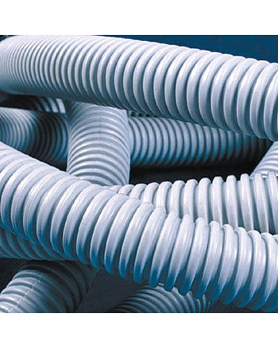 Труба ПВХ гибкая гофр. д.16мм, тяжёлая без протяжки, 100м, цвет серый DKC 90516 в Уссурийске Гладкая труба Pintop.ru