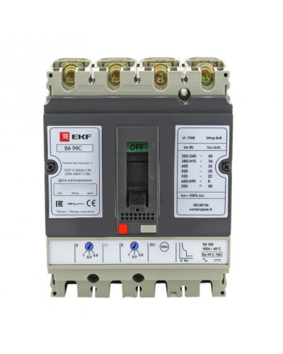 Выключатель автоматический ВА-99C (Compact NS) 100/ 16А 3P+N 36кА EKF PROxima (mccb99C-100-16+N) в Уссурийске Электротехническое оборудование Pintop.ru