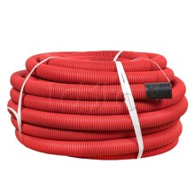 Труба гофр. двустенная ПНД/ПНД гибкая с протяжкой d63 мм (50 м) красная EKF-Plast (tg2st-63-50m)