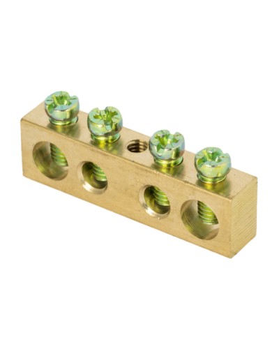 Шина PEN ноль-земля (8х12мм) 4 отверстия латунь крепеж по центру EKF PROxima (sn0-125-4-c) в Уссурийске Клеммные колодки Pintop.ru