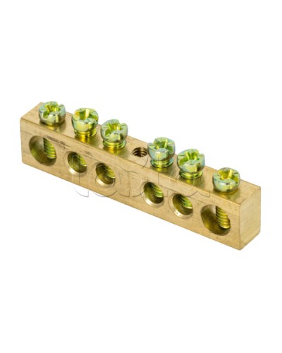 Шина PEN ноль-земля (8х12мм) 6 отверстий латунь крепеж по центру EKF PROxima (sn0-125-6-c) в Уссурийске Клеммные колодки Pintop.ru