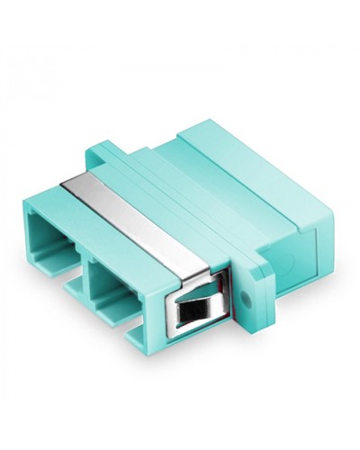 Оптический адаптер, OM3, дуплекс SC, с фланцами, бирюзовый Eurolan (36A-30-2S-02AQ) в Уссурийске Проходные адаптеры и розетки оптические Pintop.ru