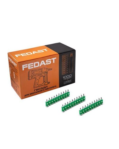 Гвозди 3,0*16 мм усиленные для монтажного пистолета (1000 шт/уп) FEDAST (fd3016eg) в Уссурийске Крепеж: Дюбели, шурупы, саморезы Pintop.ru