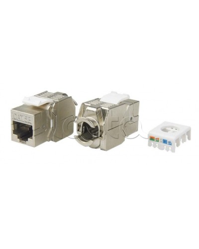 Вставка Keystone Jack RJ-45(8P8C) Hyperline KJ8-8P8C-C5e-180-TLS-SH-F-WH в Уссурийске Модули Keystone Pintop.ru