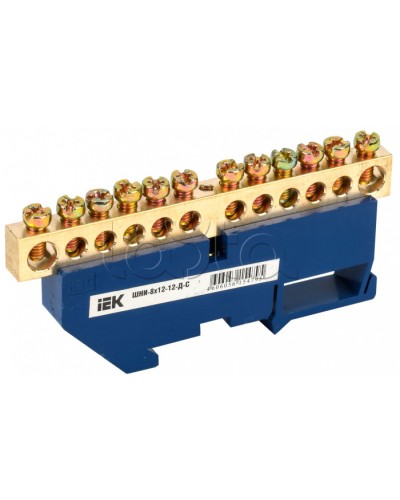 Шина N ноль на DIN-изоляторе ШНИ-8х12-12-Д-С IEK (YNN10-812-12D-K07) в Уссурийске Клеммные колодки Pintop.ru