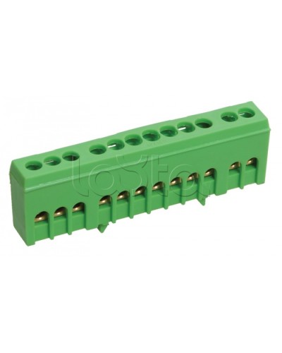 Шина ЗЕМЛЯ в корпусе изолированная на DIN-рейку ШНИ-6х9-12-К-З IEK YNN10-69-12KD-K06 в Уссурийске Клеммные колодки Pintop.ru