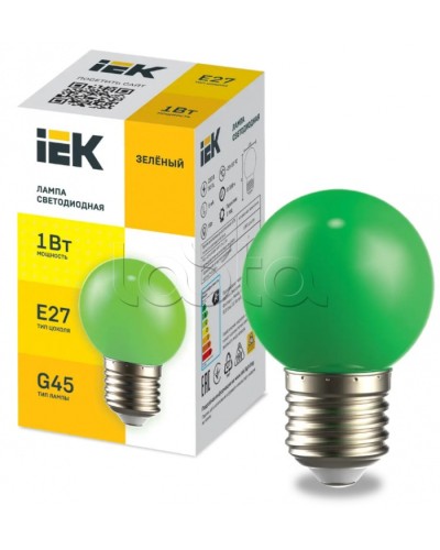 Лампа LED декор. G45 шар 1Вт 230В зеленый E27 IEK (LLE-G45-1-230-G-E27) в Уссурийске Источники света(Лампы) Pintop.ru