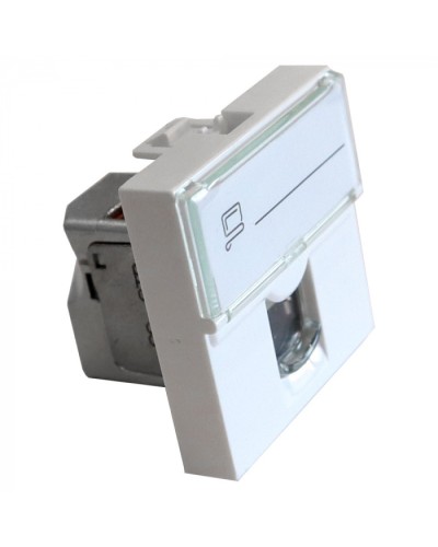 Вставка Mosaic 45x45, RJ-45 STP, кат.6, со шторкой и увеличенным окном маркировки, белая LANMASTER LAN-SIP-23S6-WH в Уссурийске Модули Keystone Pintop.ru