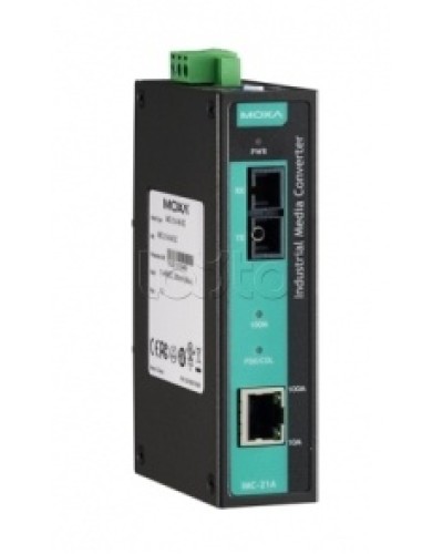 Медиаконвертер Ethernet 10/100BaseTX в 100BaseFX (SC) с расширенным диапазоном температур Moxa IMC-21A-S-SC-T в Уссурийске Медиаконвертеры Pintop.ru