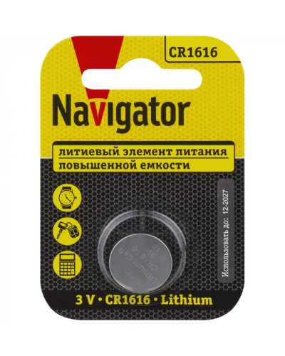 Элемент питания Navigator 93 826 NBT-CR1616-BP1 в Уссурийске Электротехническое оборудование Pintop.ru