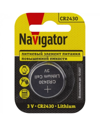 Элемент питания Navigator 93 828 NBT-CR2430-BP1 в Уссурийске Электротехническое оборудование Pintop.ru