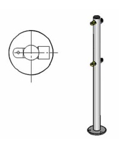 Стойка ограждения с 2-мя полупетлями под поворотную створку или секциюi-образная, 2 муфты Oxgard Стойка ограждения с 2-мя полупетлями i-образная (ВЗР 1996.01-01) в Уссурийске Ограждения Pintop.ru