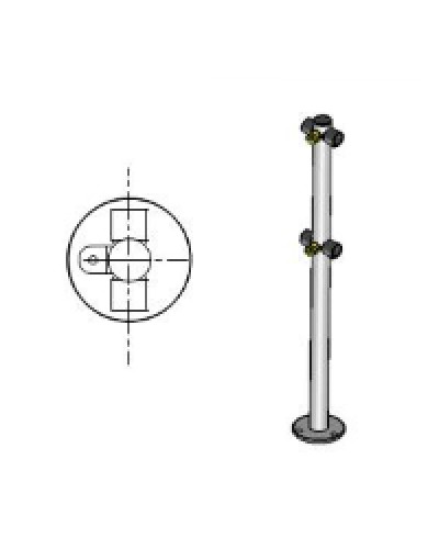 Стойка ограждения с 2-мя полупетлями под поворотную створку или секцию Т-образная по 2 муфты слева и справа Oxgard Стойка ограждения с 2-мя полупетлями Т-образная (ВЗР 1996.09.21) в Уссурийске Ограждения Pintop.ru