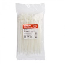 Хомут-стяжка нейлоновый, широкий 8х200 мм белый (100шт/уп) REXANT 07-0202