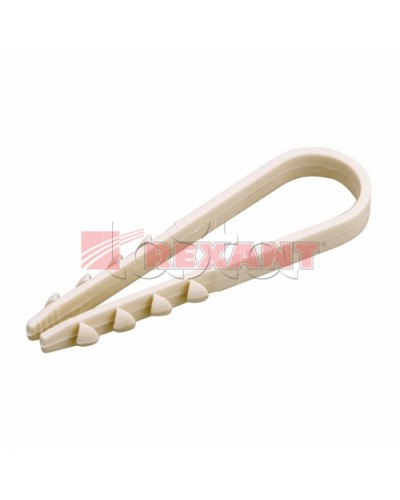 Дюбель-хомут 11-18, белый (100шт/уп) REXANT 07-4502 в Уссурийске Стяжки-хомуты Pintop.ru