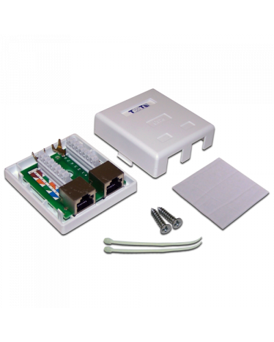 Настенная розетка, 2 порта RJ-45 категории 6, STP, белая TWT (TWT-SM2-4545/S6-WH) в Уссурийске Розетки компьютерные и телефонные Pintop.ru