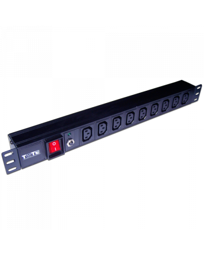 Блок розеток 19, 1-фазный с выкл. 10A / 250V, 9xC13, без шнура питания, разъем C14 TWT (TWT-PDU19-10A9C3) в Уссурийске Блоки розеток Pintop.ru