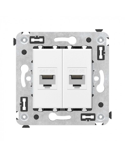 Компьютерная розетка RJ-45 без шторки в стену, кат.5е двойная, Avanti, Белое облако DKC 4400664 в Уссурийске Розетки компьютерные и телефонные Pintop.ru