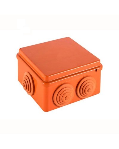 JBS100 Коробка огн. E110, о/п 100х100х55мм, без галогена, 6 вых., IP55, 10P, (0,15-2,5 мм2), цвет оранж. Экопласт (43427HF) в Уссурийске Распределительные коробки Pintop.ru
