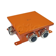 SMB120 Коробка металлическая, огн. E-110,о/п 120х120х60, 4 метал. гермоввода, IP66, 9P, (1,5-10 мм2), цвет оранж. Экопласт (56354)