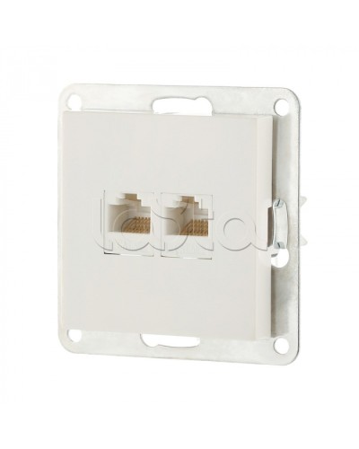 Розетка компьютерная двойная 2хRJ-45 кат.5е с накладкой (белый) LK80 Экопласт (846204-1) в Уссурийске Розетки компьютерные и телефонные Pintop.ru