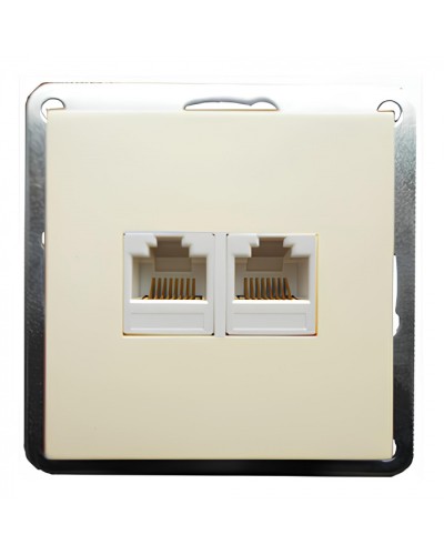 Розетка телефонная двойная 2хRJ-11 с накладкой (бежевый) LK60 (865601) в Уссурийске Розетки компьютерные и телефонные Pintop.ru