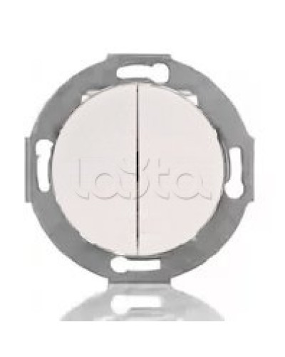 Выключатель двухклавишный Экопласт (схема 5) 10 A, 250 B (белый) Vintage в Уссурийске Розетки компьютерные и телефонные Pintop.ru