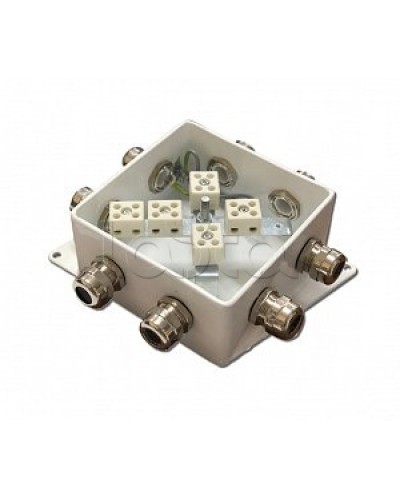 Коробка монтажная огнестойкая Гефест КМ-О (10к)-IP66-120х120, восемь вводов в Уссурийске Распределительные коробки Pintop.ru