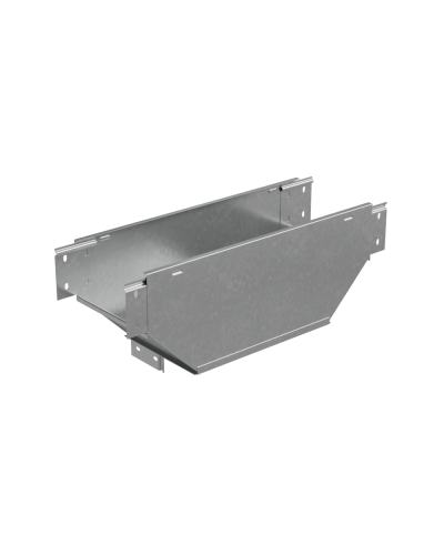 Т-ответвитель переходник 80х200-400 мм верт. c разворотом трассы на 90 гр. ПЛЮС (нижняя часть больше исходной) HD КМ-Профиль (TDPVplus90-80-200-400 HD) в Уссурийске Аксессуары для лотков Pintop.ru