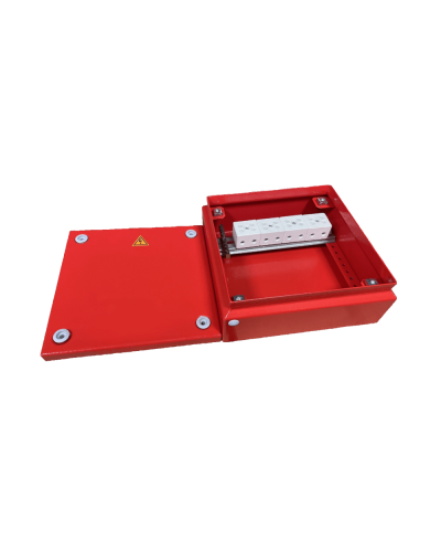 Коробка распределительная огнестойкая КРОПС, IP55, габаритные размеры 150х150х80 мм, для кабелей сечением до 25 мм2, 4 клеммы КМ-Профиль (FRJB-KM-ST5-25-04-КРОПС-IP55) в Уссурийске Распределительные коробки Pintop.ru