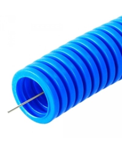 Труба гофрированная ПП лёгкая 350 Н не распространяющая горение с/з синяя д25 (50м/2600м/ уп/пал) Промрукав PR02.0077 в Уссурийске Труба гофрированная Pintop.ru