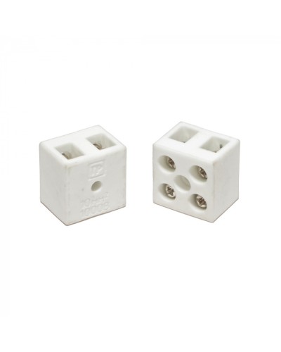 Клемма керамическая латунь 10 мм² 2 пары контактов с крепежным отверстием (5 шт/уп) Промрукав (PR08.7161) в Уссурийске Аксессуары для кабель-канала Pintop.ru