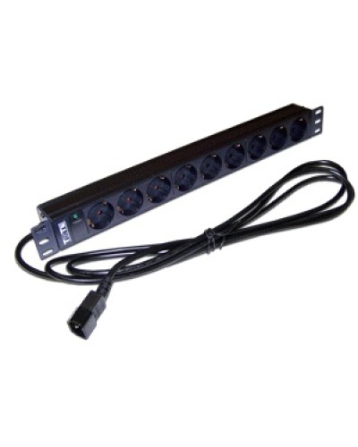 Блок розеток 19 9 шт. без выключателя, 10A 250V, шнур питания с вилкой C14, 3.0 м TWT TWT-PDU19-10A9P4-3.0 в Уссурийске Блоки розеток Pintop.ru