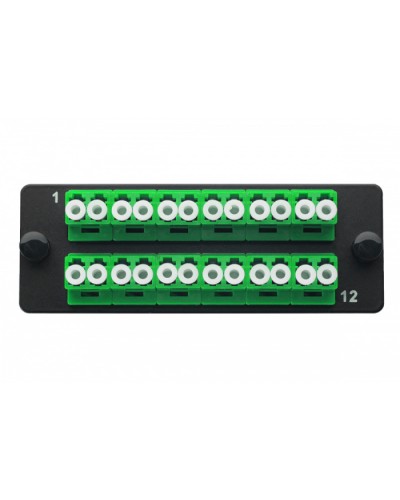 Комплект планка Q-SLOT с 12 адаптерами дуплекс LC OS2, монтажные шнуры, КДЗС Eurolan 38M-S2-2L-12BL в Уссурийске Коннекторы Pintop.ru