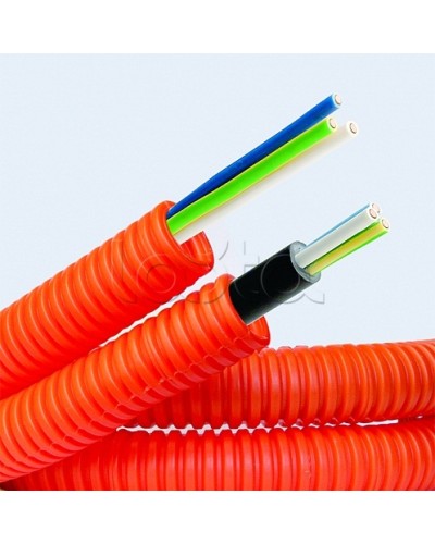 Электротруба ПНД гибкая гофр. д.20мм, цвет оранжевый, с кабелем ВВГнг(А)-LS 3х2,5мм² РЭК ГОСТ+,100м DKC 7S920100 в Уссурийске Труба гофрированная Pintop.ru