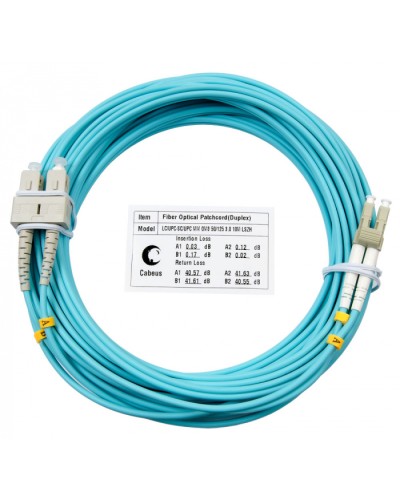 Шнур оптический duplex LC-SC 50/125 mm OM3 10м LSZH Cabeus FOP-50-LC-SC-10m в Уссурийске Патч-корды и пигтейлы Pintop.ru