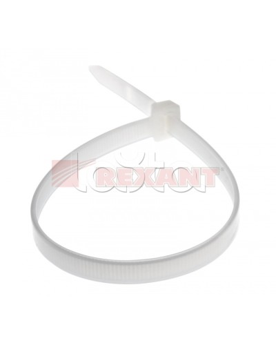 Хомут-стяжка нейлоновый, многоразовый 8x300 мм СКМ-300 белый (100шт/уп) REXANT 07-0309 в Уссурийске Стяжки-хомуты Pintop.ru